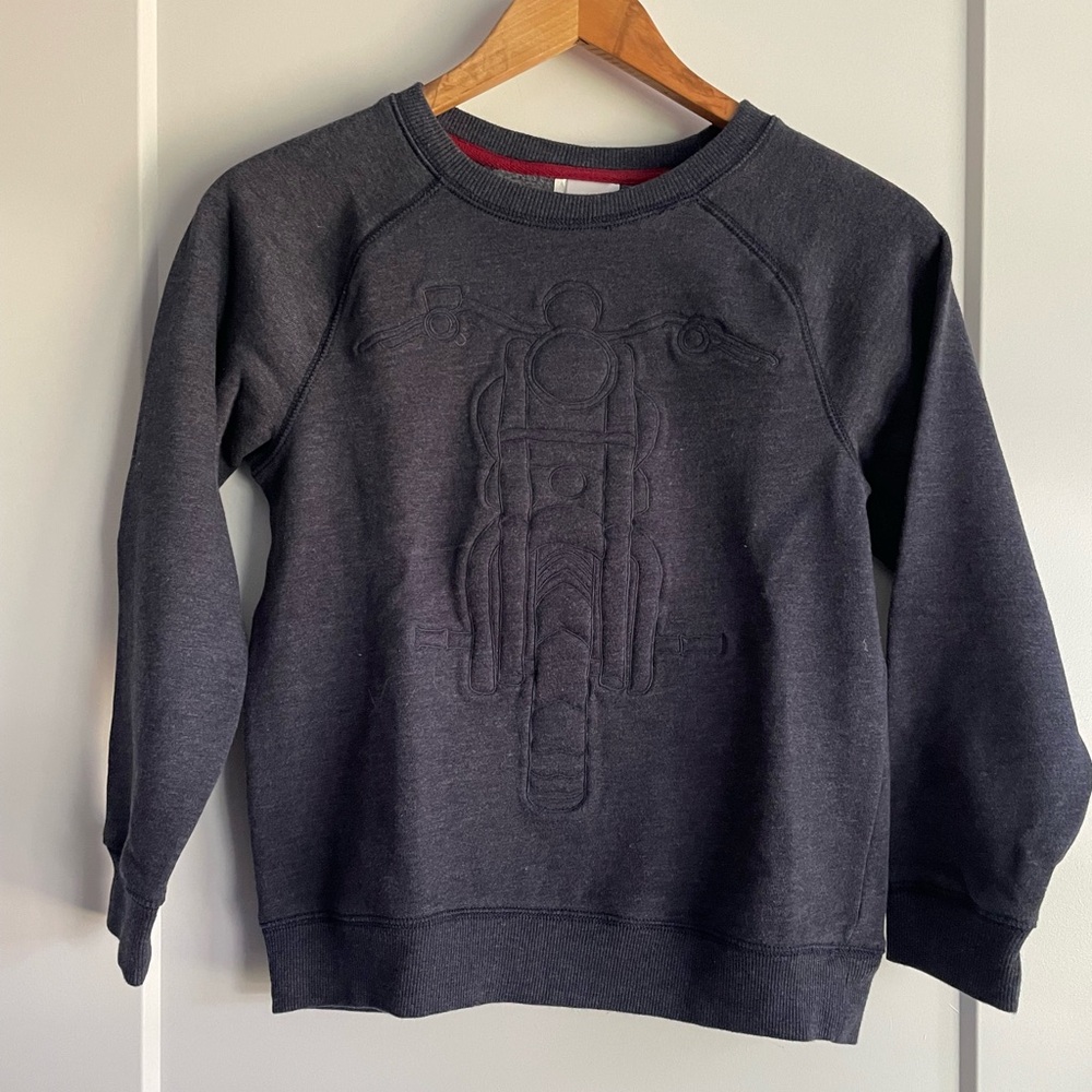 GYMBOREE Motorcycle Sweatshirt Charcoal Grey Youth Boy Size Large 10-12
